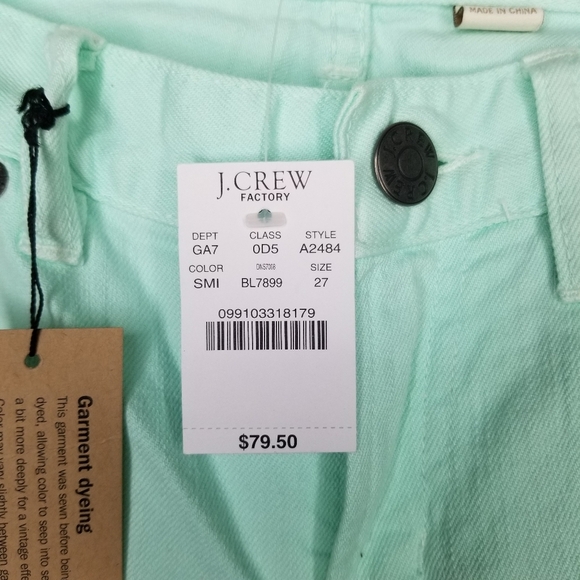 NEW J. Crew ankle toothpick super skinny denim jeans mint green 27 - Picture 6 of 6